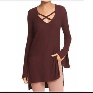 Free people Tunic Sweater Wine color Medium